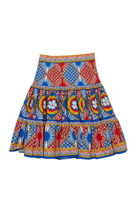 Carretto-Print Poplin Skirt